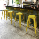 Flash Furniture Commercial Grade 30" High Backless Distressed Metal Indoor-Outdoor Barstool - Yellow-Backless Design