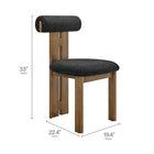 Modway Torian Boucle Fabric Dining Chair - Walnut Black - Set of 2-Rubberwood Frame
