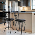 Homy Casa Industrial Swivel 26" Counter-Height Bar Stools - Set of 2 - Black Faux Leather-Comfortable Seating: Cushioned seat with black upholstery provides comfort for extended periods of sitting.
