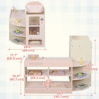 Qaba Kids Grocery Store Playset with Cash Register, Vending Machine - Pink-Large storage space help develop tidying habits after play 