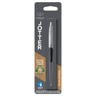 Parker Jotter Ballpoint Pen - Bond Street Black with Chrome Trim - Medium Point - Blue Ink-Streamlined style with clean lines for a fresh take on the iconic Parker Jotter design
