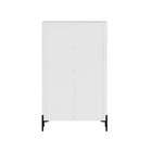 Manhattan Comfort Abbey 31.5" Modern Décor Cabinet - White-MDF/MDP: Cleaning: Wipe with a damp cloth, avoiding excessive moisture. Avoid: Harsh chemicals or abrasive cleaners that can damage the surface. Care: Keep away from excessive humidity, as product can swell or warp when exposed to water or moisture. Protection: Use coasters or mats to avoid scratches or stains