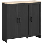 HOMCOM Modern 35.4" L Buffet Cabinet with Storage - Black-Two cabinets provide ample storage for daily supplies