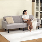 HOMCOM Modern 3 Seater Corduroy Sofa Couch with Rubberwood Legs - Light Grey-Spacious 3 seater couch with a 74.8" (190 cm) wide seat, great for relaxing