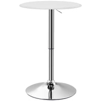 HOMCOM Round Bar Table with Adjustable Height - White-Hydraulic lift mechanism allows height adjustment from 26'-36''