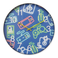 Monarch Specialties 9104 18" Round Juvenile Wall Clock - Multi-Coloured Face/White Frame-Brighten up a room with this striking 18" round wall clock featuring a multi-colored face, designed to capture attention and enhance modern home decor for juvenile spaces