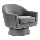 Modway Astral Performance Velvet Fabric and Wood Swivel Chair - Grey-Swivel Accent Chair