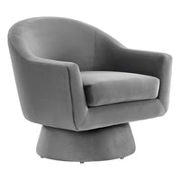 Modway Astral Performance Velvet Fabric and Wood Swivel Chair - Grey-Swivel Accent Chair