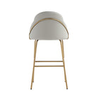 Manhattan Comfort Gracie 22" Modern Leatherette Upholstered Barstool - Stone and Gold - 3 Pack-Minimal Assembly Required. Hardware Included