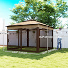 Outsunny 10.7 ft W x 10.7 ft L Pop Up Sun Shelter with UV30+ Roof Cover - Beige-Adjustable in 3 height levels, each increasing by 3.9" (10 cm)