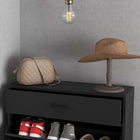 HOMCOM Modern Shoe Storage Organizer with Flip Doors - Black-Particleboard and MDF construction with right angle legs makes it sturdy and solid