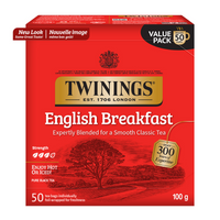 Twinings English Breakfast Black Tea Bags - 50 Pack-Made with carefully selected black teas blended to create a smooth and full-bodied flavour