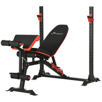 Soozier Weight Bench with Incline Bench Press Rack for Full Body Workout-Adjustable weight bench with 18 height levels and a 4-position elbow pad 