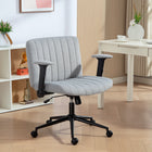 HOMCOM Criss Cross Wide Office Chair with Arms and Wheels - Grey-Flip-up armrests provide extra legroom and easily tuck under your desk