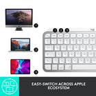 Logitech MX Keys Mini for Mac Minimalist Wireless Illuminated Keyboard - USB-C - Pale Grey-Smart Illumination: The wireless keyboard's backlit keys light up the moment your hands approach, and automatically adjust to suit changing lighting conditions