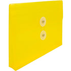 JAM Paper Plastic Envelopes with Button and String Tie Closure, Index Booklet, 5.25 x 7.5, Yellow Poly, 24 Pack (920B1yeg)-Opening: booklet