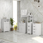 Kleankin Narrow Freestanding Bathroom Linen Tower Cabinet - White-Vintage style looks beautiful in most bathroom, living room, and hallway styles  