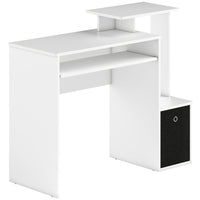 HOMCOM 39.25" Computer Desk with Sliding Keyboard Tray - White-Particle board structure with smooth and protective melamine coating