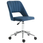 Vinsetto Armless Swivel Computer Desk Chair - Blue-Simple line design with thick padding for extra comfort