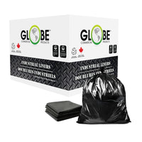 Globe Commercial Xstrong Can Liner Garbage Bag - 35" x 50" - Black - 100 Pack-Open top can be tied easily