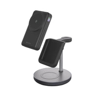 Adam Elements Mag 5 Magnetic 5-in-1 Wireless Charging Station with power Bank - Black-Dedicated Charging Area: Charges your power bank and serves as a magnetic wireless charging pad, ensuring your power bank is always ready before you head out