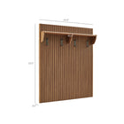 Modway Render Fluted Coat Rack Panel with Shelf - Walnut-Wall-Mounted Panel with Four Hooks