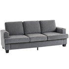 HOMCOM 3 Seater Upholstered Sofa Couch with USB Ports and Cup Holders - Grey-USB-A and USB-C ports on armrests for convenient charging