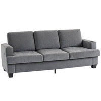HOMCOM 3 Seater Upholstered Sofa Couch with USB Ports and Cup Holders - Grey-USB-A and USB-C ports on armrests for convenient charging