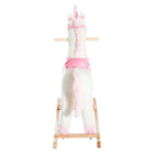 Qaba Kids Plush Unicorn Rocking Horse with Realistic Sounds - White & Pink-Standard by ASTMF963 and CPSIA