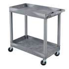 Luxor TUFFY XL Two-Tier Multi-Purpose Utility Cart - 32" W x 18" D - Grey-Equipped with four 4-inch swivel casters featuring thermoplastic rubber treads, two of which have locking brakes for stability