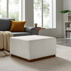 Modway Tilden Large 28" Square Boucle Upholstered Ottoman - Cloud/Walnut-Rubberwood Plinth Base
