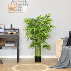 HOMCOM 4.6' Artificial Bamboo Tree in Pot for Indoor Decoration - Green-Suitable for home, offices, bedroom, hallway and more 