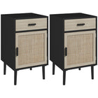 HOMCOM Tall Nightstands with Storage for Bedroom - Black - Set of 2-Two-piece set offers your room symmetry and clean style
