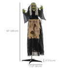 Outsunny 4' Animated Witch with Sound Activation - Grey-Great for Halloween displays at home, parties, sheltered yard and haunted house scenes 