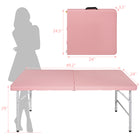 Homy Casa 4 ft Portable Folding Table with 4 adjustable Heights Indoor & Outdoor for Camping - Pink-The pink tabletop adds a soft, cheerful look