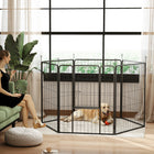 PawHut 6-Panel Heavy Duty Dog Playpen with Door for Large Dogs - 39" H-Made of steel tube and steel wires for stability