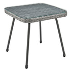 Manhattan Comfort Cannes Modern Patio 2-Person Seating Group 3-Piece Set with End Table - Grey/Cream-Unique Table Top Rounded Edges 