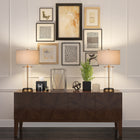 Hudson&Canal Rowan 28" Tall Table Lamp with Fabric Shade - Antique Brass/White-Rated for one 60W incandescent bulb - 9W LED bulb, 13W fluorescent (CFL) bulb, or 9W self-ballasted LED bulb, E26-base bulb, Bulb not included