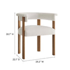 Modway Imogen Performance Velvet Barrel Dining Chairs - Alabaster/Deep Brown - 2 Pack-Wood Legs