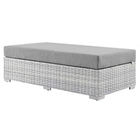 Modway Convene Outdoor Patio Rectangular Ottoman - Light Grey-Synthetic Rattan Weave