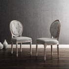 Modway Arise Vintage French Upholstered Fabric Dining Side Chair - Light Grey - 2 Pack-Button Tufted Diamond Trim