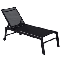 Outsunny Patio Chaise Lounge Chair with 5-Position Backrest - Black-Full reclining with 4 backrest positions