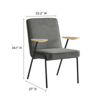 Modway Vista Dining Armchair - Slate-Solid Wood Armrests