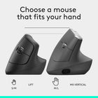 Logitech Lift Left Vertical Ergonomic Mouse - Graphite-Battery life may vary based on user and computing conditions