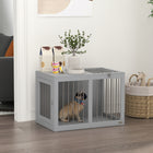 PawHut 31.5" L Dog Crate Furniture with Double Doors - Grey-Good ventilation and observation through the steel bars 