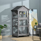 PawHut 71" H Wooden Bird Cage with Two Doors, Ladder and Pull out Tray - Dark Grey-Strong wire to protect birds from outside predators 