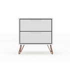 Manhattan Comfort Rockefeller 20.08" Mid-Century Modern 2-Drawer Nightstand 2-Piece Set - White-11 Lb. Capacity per Drawer
