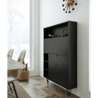 Nexera Slim Bar Cabinet - Secretary Bookcase Desk With Storage - Black-Nicely hides away your laptop, tablet, cables and accessories once the drop-down door is closed. Take advantage of 3 adjustable shelves to store your belongings