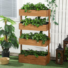 Outsunny 4-Tier Wood Planter Box - 31.5" L x 185" W x 56" H - Orange-Adjust the angle for better sunlight 