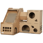PawHut Multi-Level Corrugated Cardboard Cat House-This multi-level playground encourages climbing, hiding and exploring for endless fun 